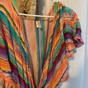 Multicolor Striped cover up Maxi Dress - Vibrant Rainbow